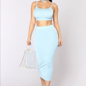 No Manners Skirt Set - Baby Blue